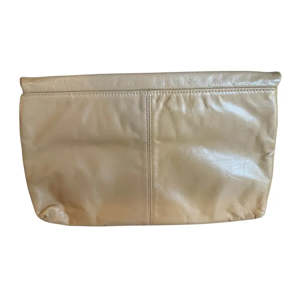Vintage 70s Sereta Leather Fold Over Clutch Bag Tan